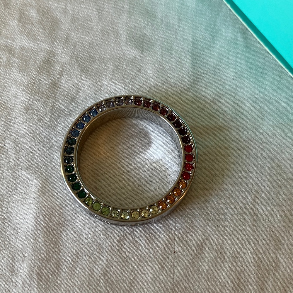Origami Owl: Silver Tone Rainbow Crystal Ring Pendant - Picture 9 of 11